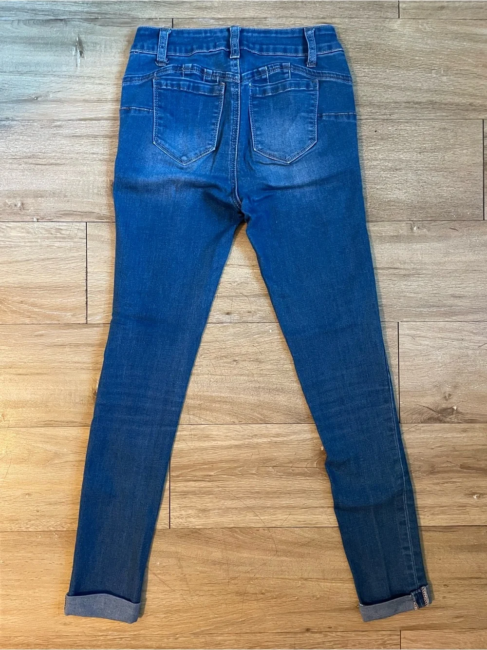 Wax Jean Distressed Dark Blue Skinny Jeans